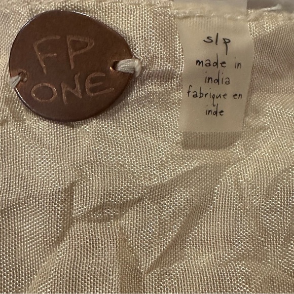 FP One Free People Giselle Tie Waist Handkerchief Ivory Lined Skirt Size Small - Picture 9 of 12